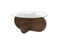Nordure Mesa de Café con Vidrio Templado y Tablero de Partículas Melaminado, Nogal y Transparente